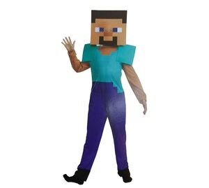 Minecraft Steve Boys Dress Up Costume , S (4-6) NWT